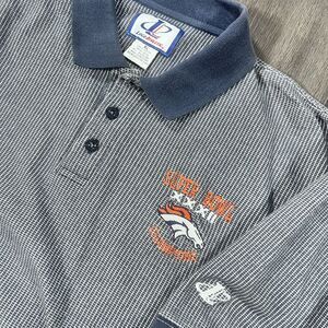 Denver Broncos Shirt Mens XL Blue Polo Super Bowl XXXII Logo Athletic VTG‎ 1998